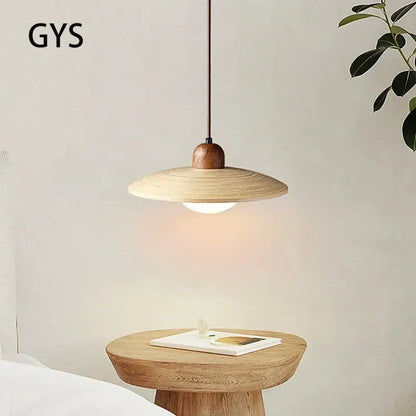 Minimalist cream japanese style wood pendant chandelier dining room