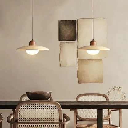 Minimalist cream japanese style wood pendant chandelier dining room