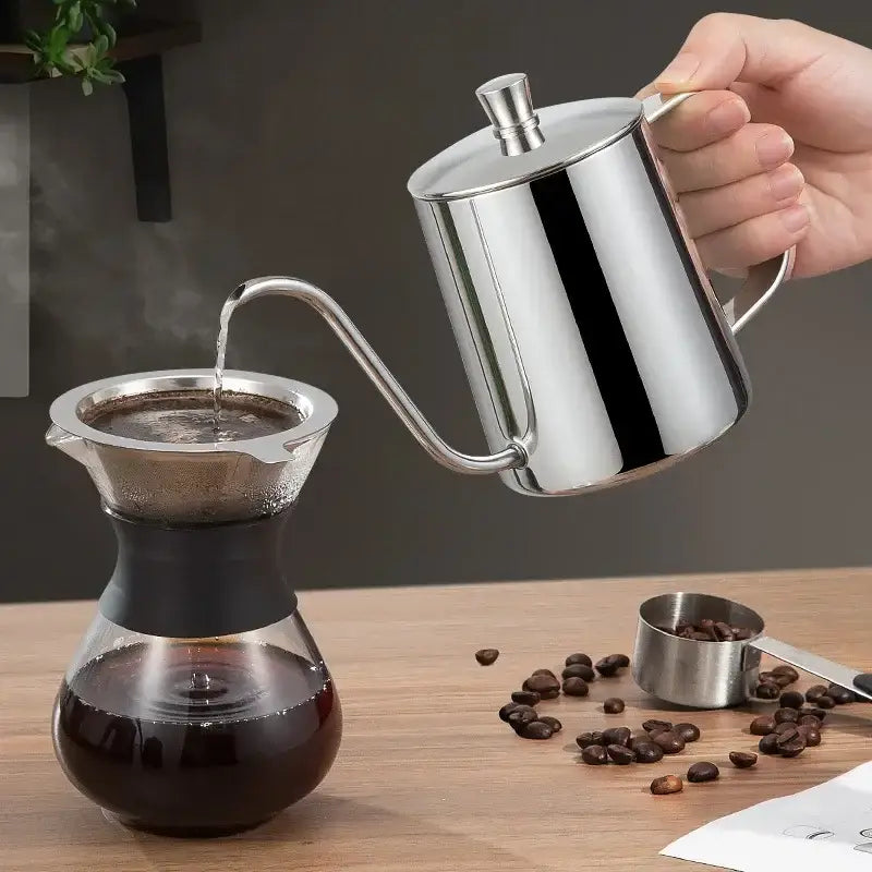 Minimalist cream stainless steel glass coffee maker kitchen kettle