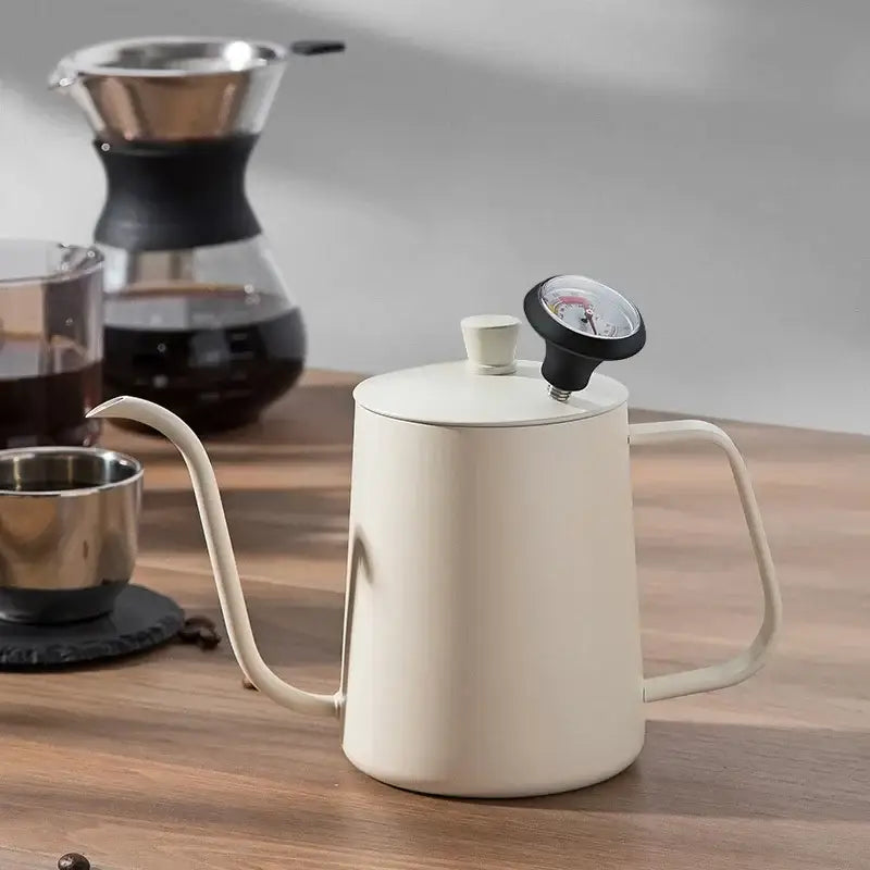 Minimalist cream stainless steel glass coffee maker kitchen kettle