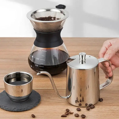 Minimalist cream stainless steel glass coffee maker kitchen kettle