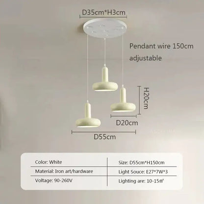 Minimalist cream white ceramic pendant light for dining room