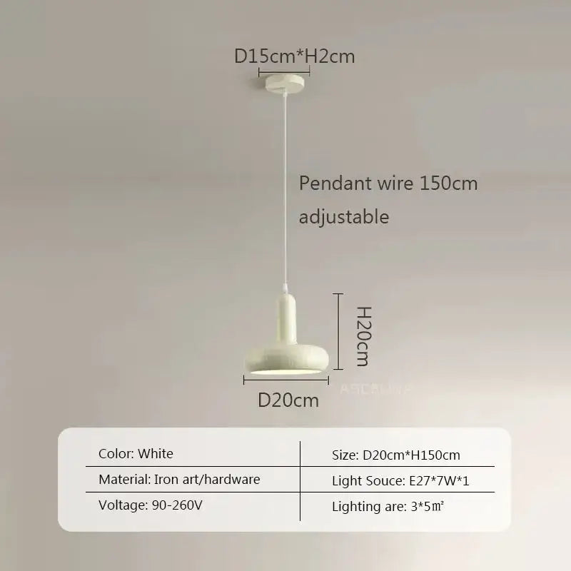 Minimalist cream white ceramic pendant light for dining room