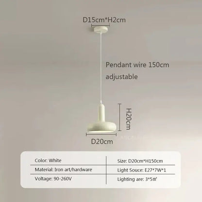 Minimalist cream white ceramic pendant light for dining room
