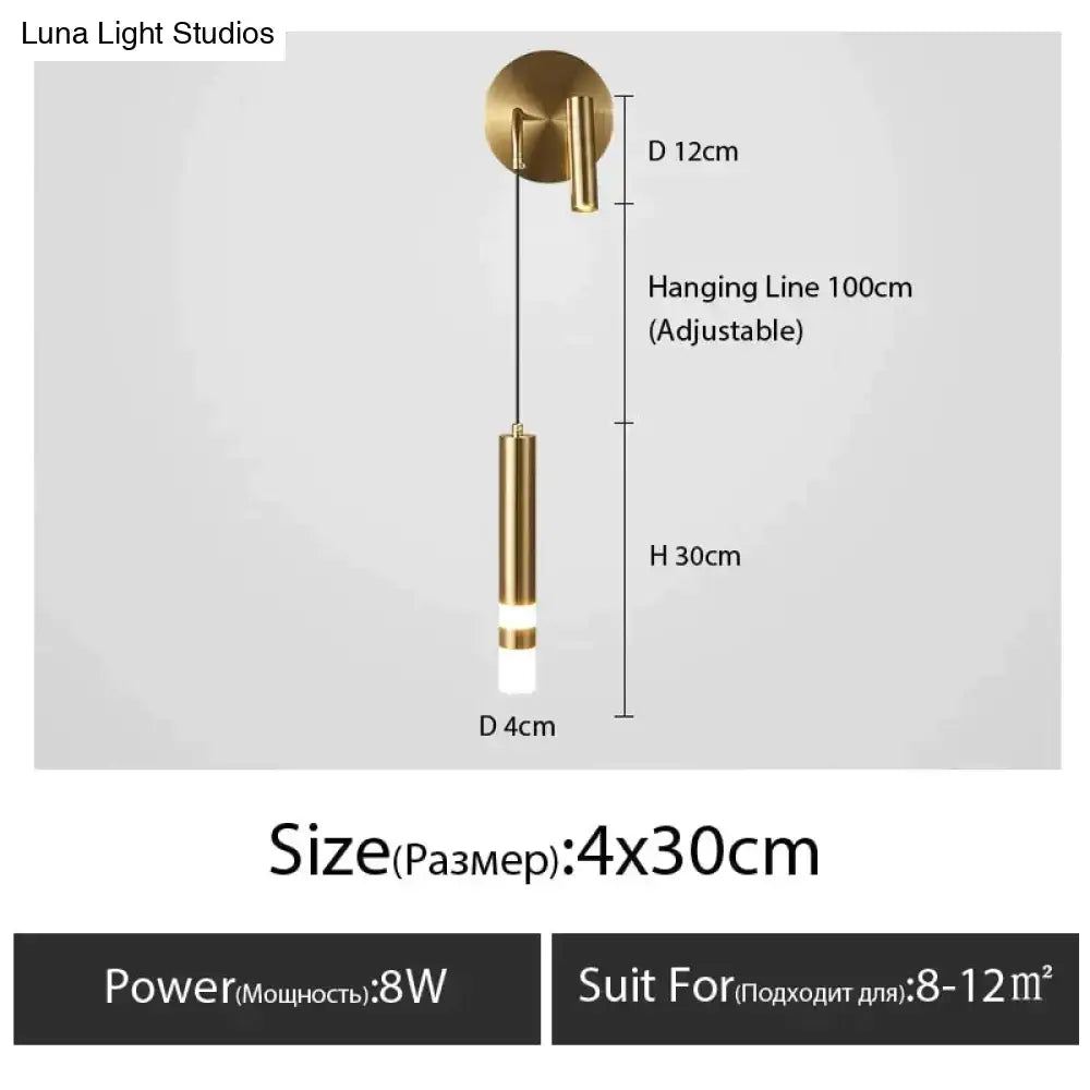 Minimalist creative luxury black & gold bedside wall lamp bedroom