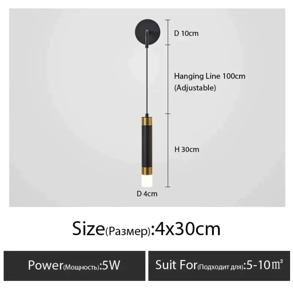 Minimalist creative luxury black & gold bedside wall lamp bedroom