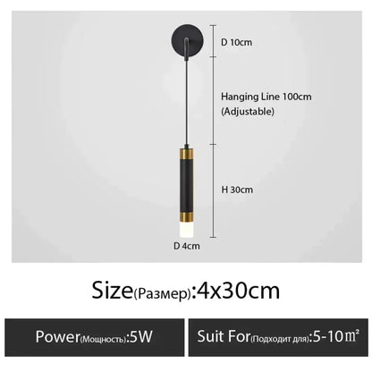 Minimalist creative luxury black & gold bedside wall lamp bedroom