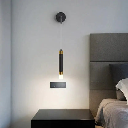 Minimalist creative luxury black & gold bedside wall lamp bedroom