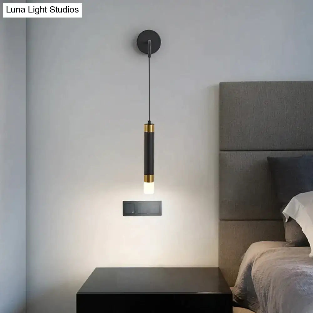 Minimalist creative luxury black & gold bedside wall lamp bedroom