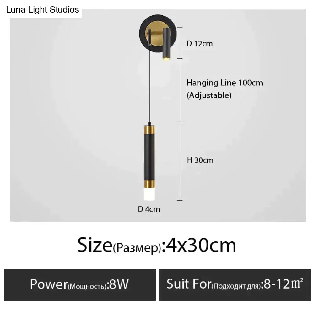 Minimalist creative luxury black & gold bedside wall lamp bedroom