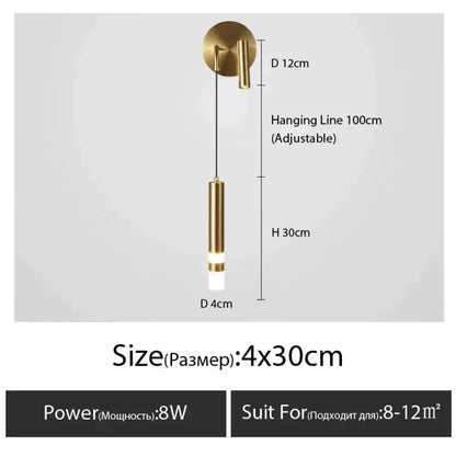 Minimalist creative luxury black & gold bedside wall lamp bedroom