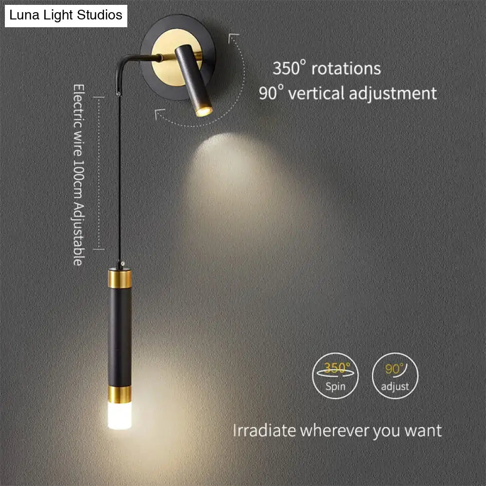 Minimalist creative luxury black & gold bedside wall lamp bedroom