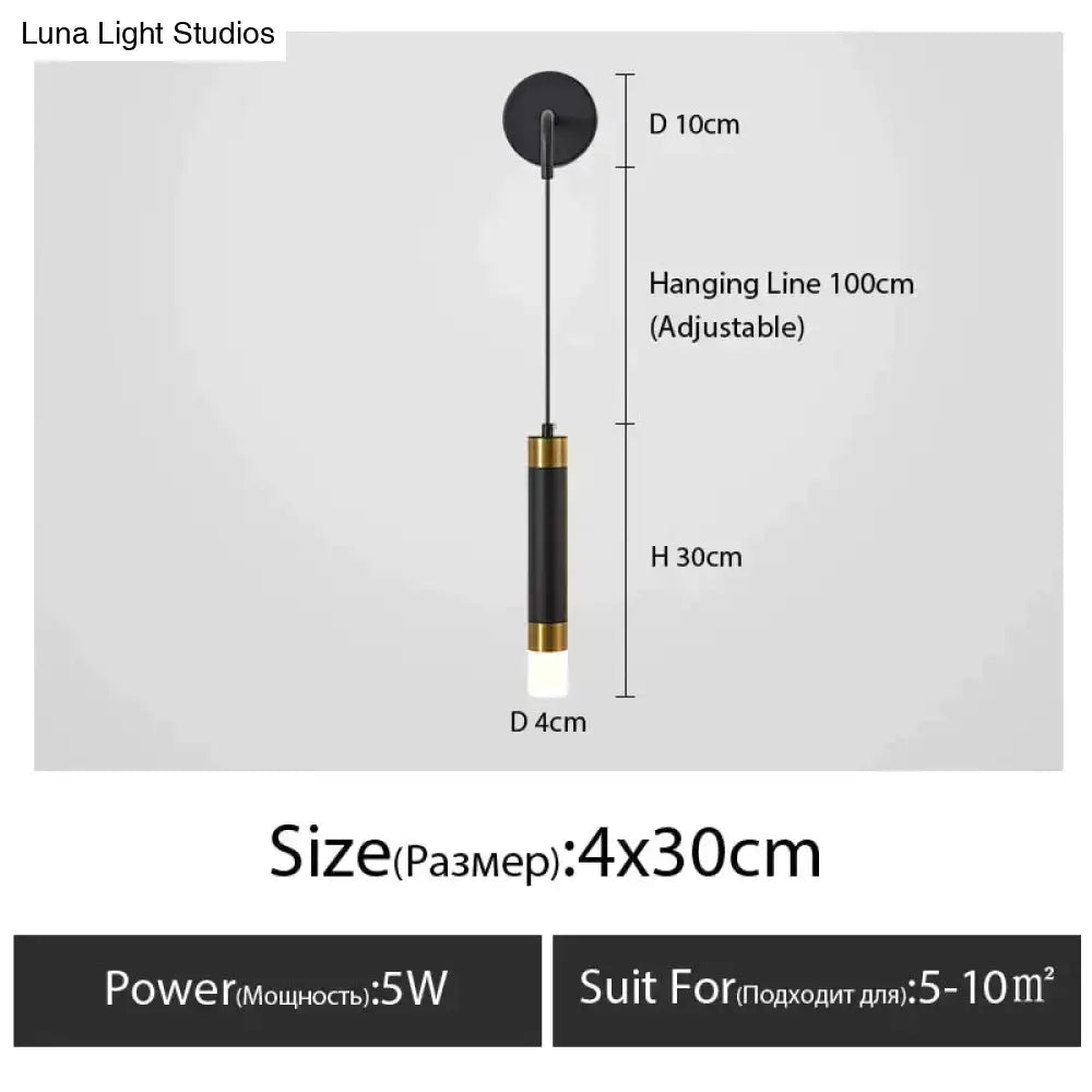 Minimalist creative luxury black & gold bedside wall lamp bedroom