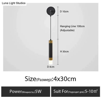 Minimalist creative luxury black & gold bedside wall lamp bedroom