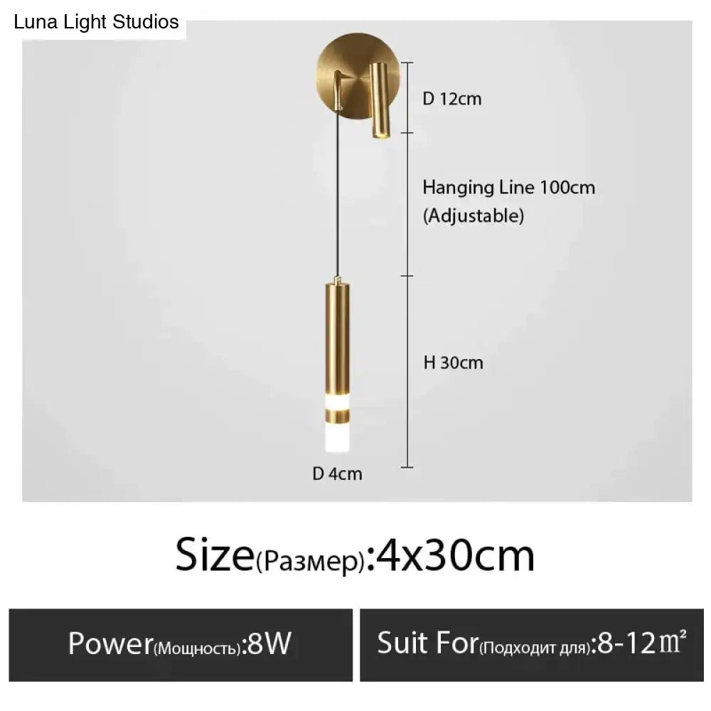 Minimalist creative luxury black & gold bedside wall lamp bedroom