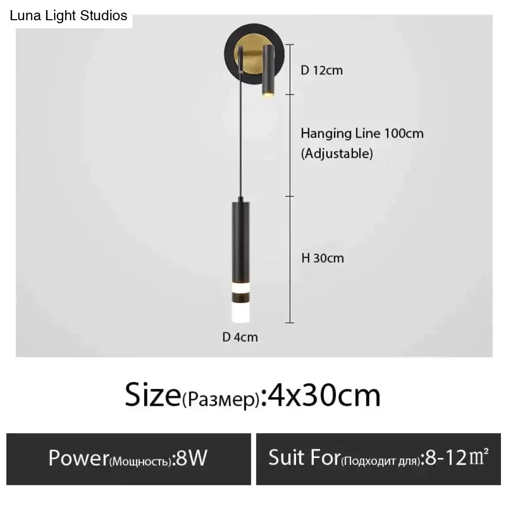 Minimalist creative luxury black & gold bedside wall lamp bedroom