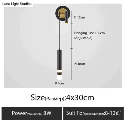 Minimalist creative luxury black & gold bedside wall lamp bedroom