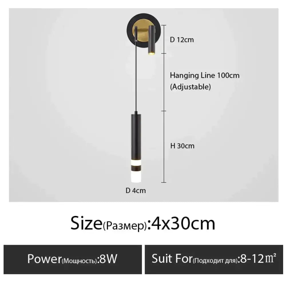 Minimalist creative luxury black & gold bedside wall lamp bedroom