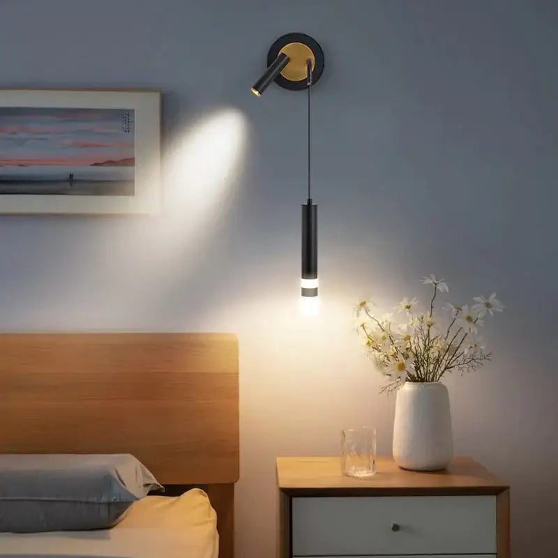 Minimalist creative luxury black & gold bedside wall lamp bedroom