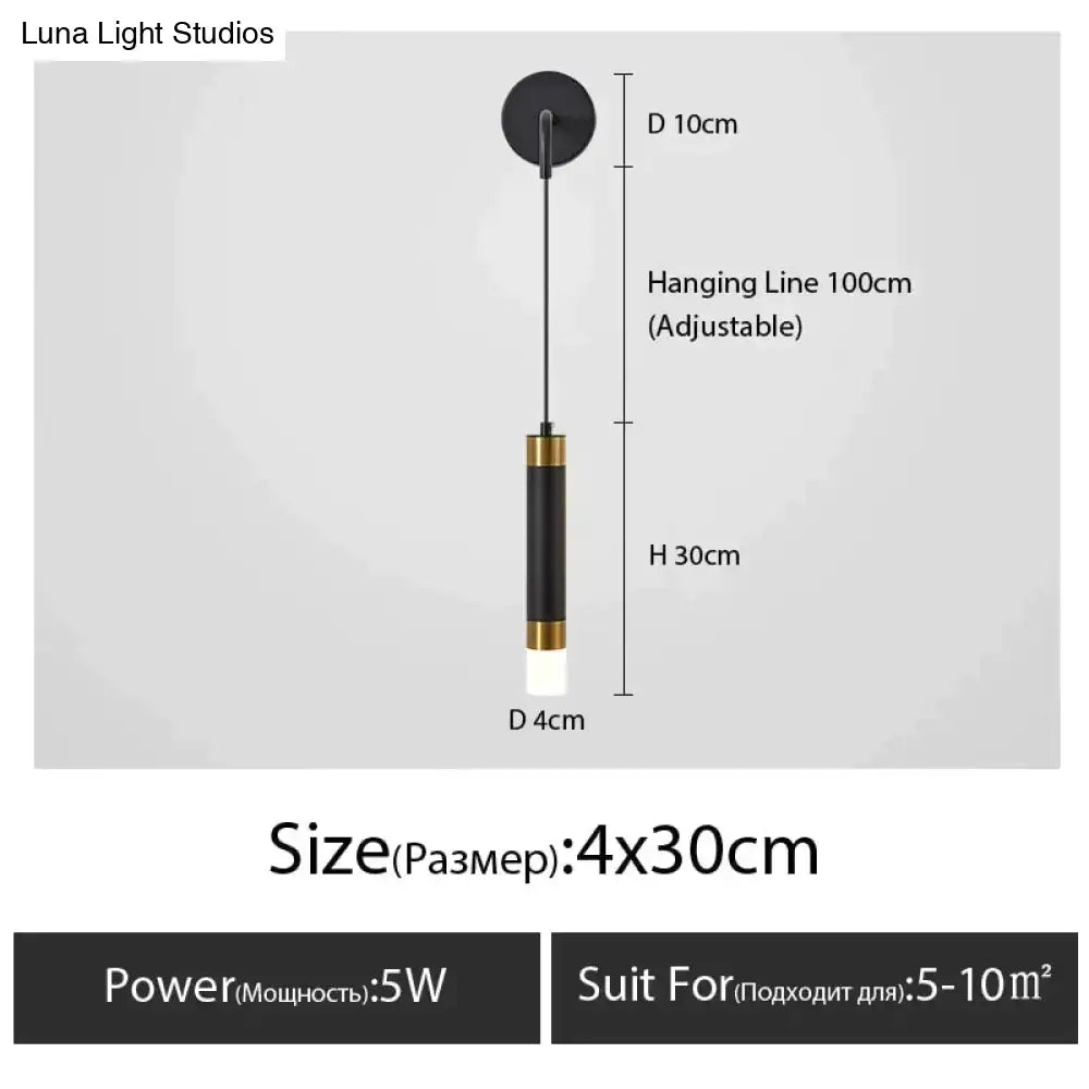 Minimalist creative luxury black & gold bedside wall lamp bedroom