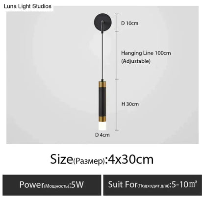 Minimalist creative luxury black & gold bedside wall lamp bedroom