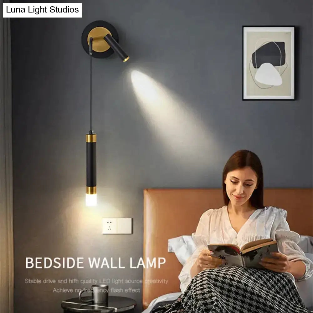 Minimalist creative luxury black & gold bedside wall lamp bedroom
