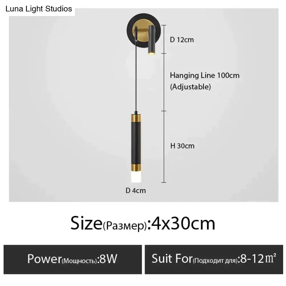 Minimalist creative luxury black & gold bedside wall lamp bedroom