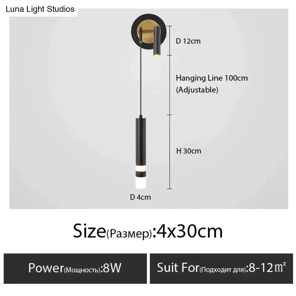 Minimalist creative luxury black & gold bedside wall lamp bedroom