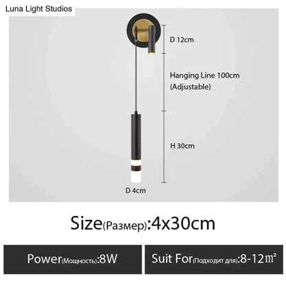 Minimalist creative luxury black & gold bedside wall lamp bedroom