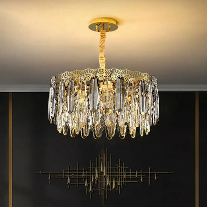 DecorBites™ Minimalist Crystal Leaf Pendant Light - Elegant Chandelier for Bedroom