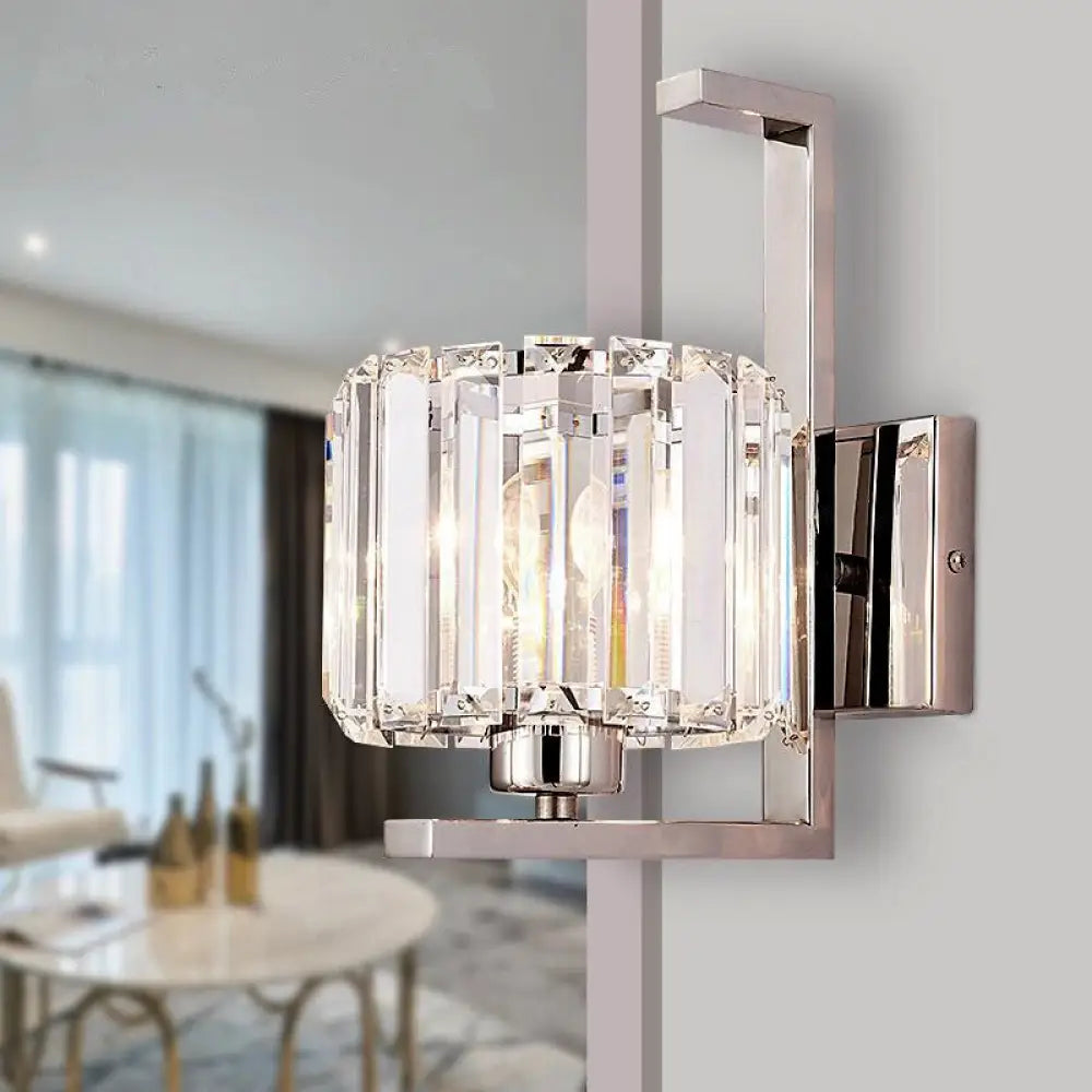 DecorBites™ Minimalist Crystal Wall Lamp with Chrome Backplate & 1 Light