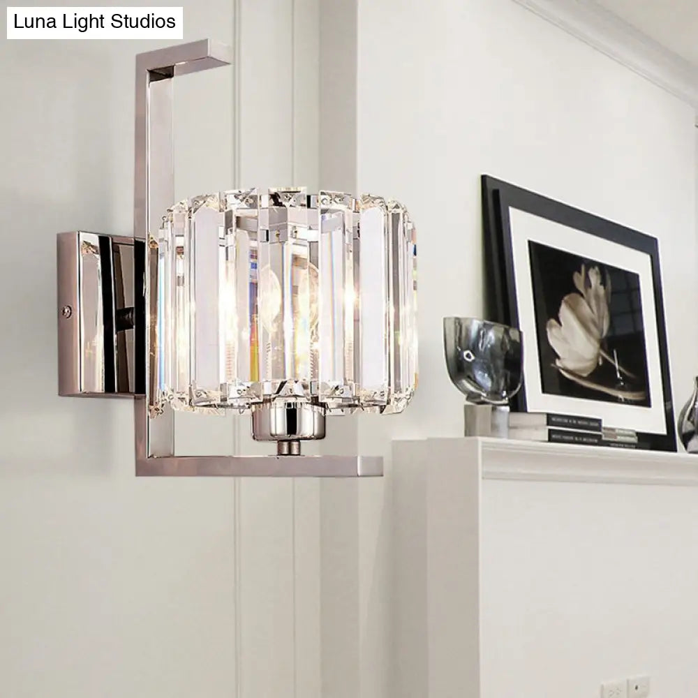DecorBites™ Minimalist Crystal Wall Lamp with Chrome Backplate & 1 Light