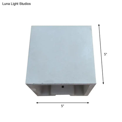 Minimalist cube cement flush mount wall light for stairs