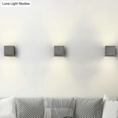 Minimalist cube cement flush mount wall light for stairs