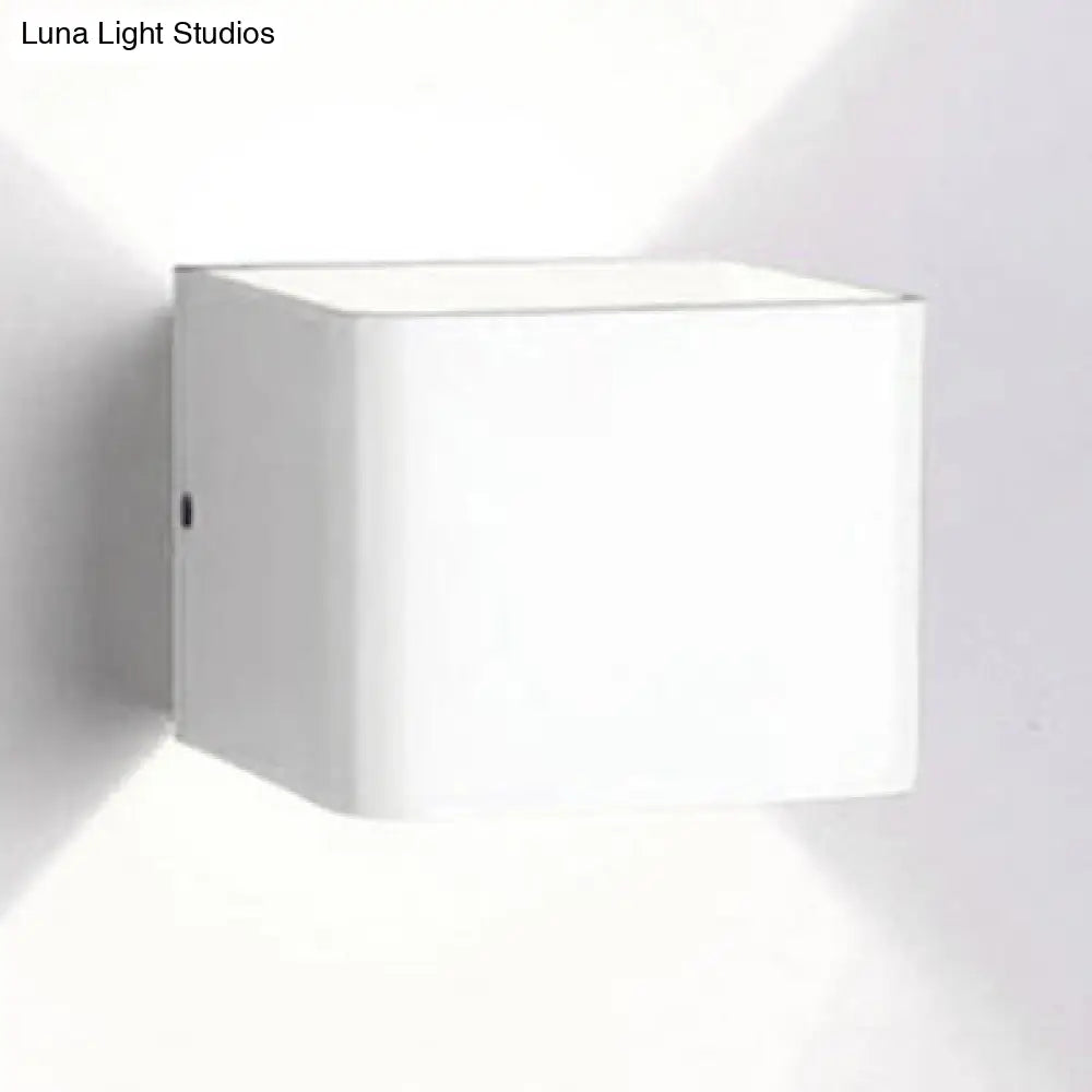 DecorBites™ Minimalist Cube Shade Sconce Light - Aluminum LED Wall Mounted Light with Warm/White Lighting for Living Room - Black/White