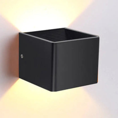 DecorBites™ Minimalist Cube Shade Sconce Light - Aluminum LED Wall Mounted Light with Warm/White Lighting for Living Room - Black/White