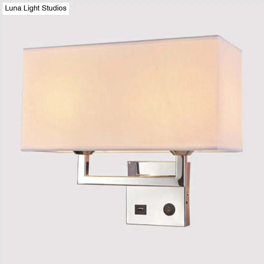 DecorBites™ Minimalist Cuboidal Fabric Wall Light Fixture - Beige/White, 2 Lights - Ideal for Living Room