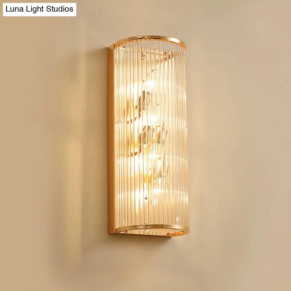 DecorBites™ Minimalist Cylinder Wall Mount Crystal Rod Sconce - 4-Light Hallway Lighting in Gold