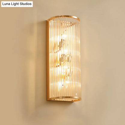 DecorBites™ Minimalist Cylinder Wall Mount Crystal Rod Sconce - 4-Light Hallway Lighting in Gold