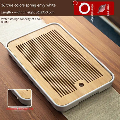 Minimalist dark brown and black bamboo tea tray dining room storage