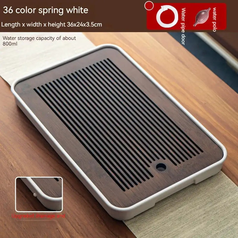Minimalist dark brown and black bamboo tea tray dining room storage