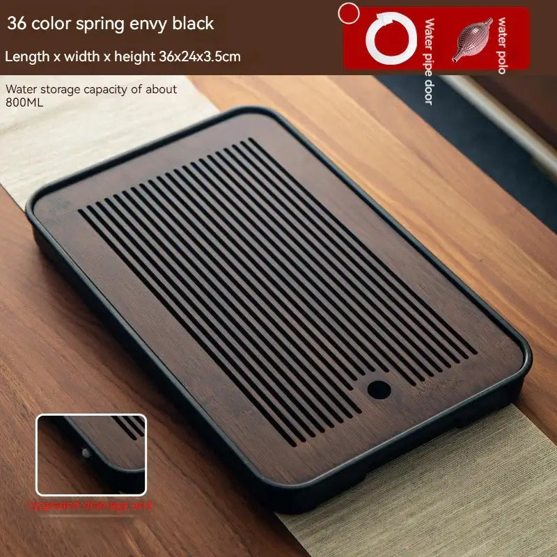 Minimalist dark brown and black bamboo tea tray dining room storage
