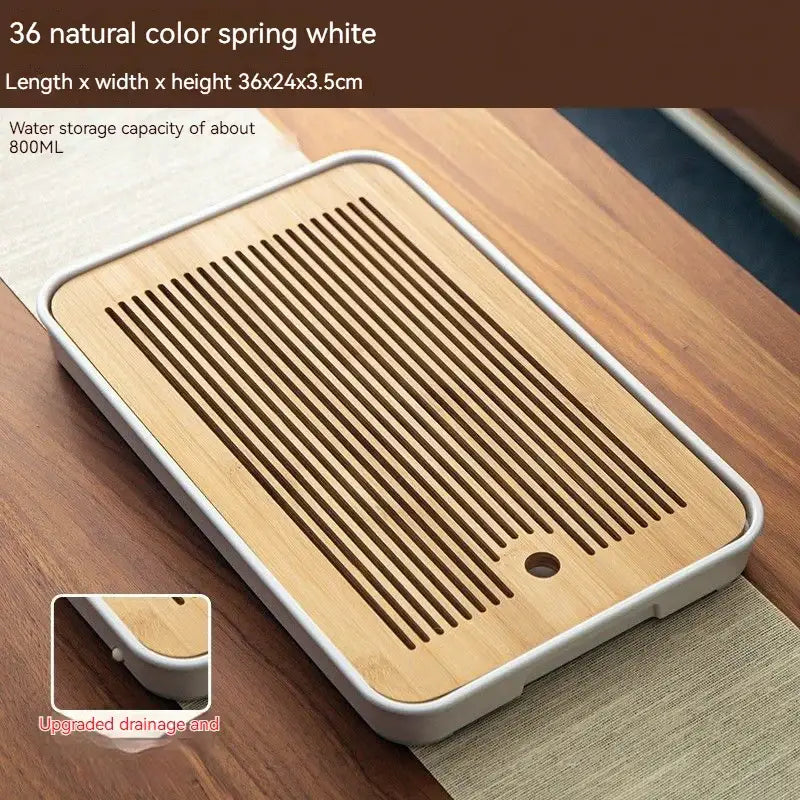 Minimalist dark brown and black bamboo tea tray dining room storage