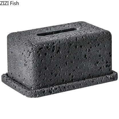 Minimalist dark gray concrete tissue box rack kitchen decor
