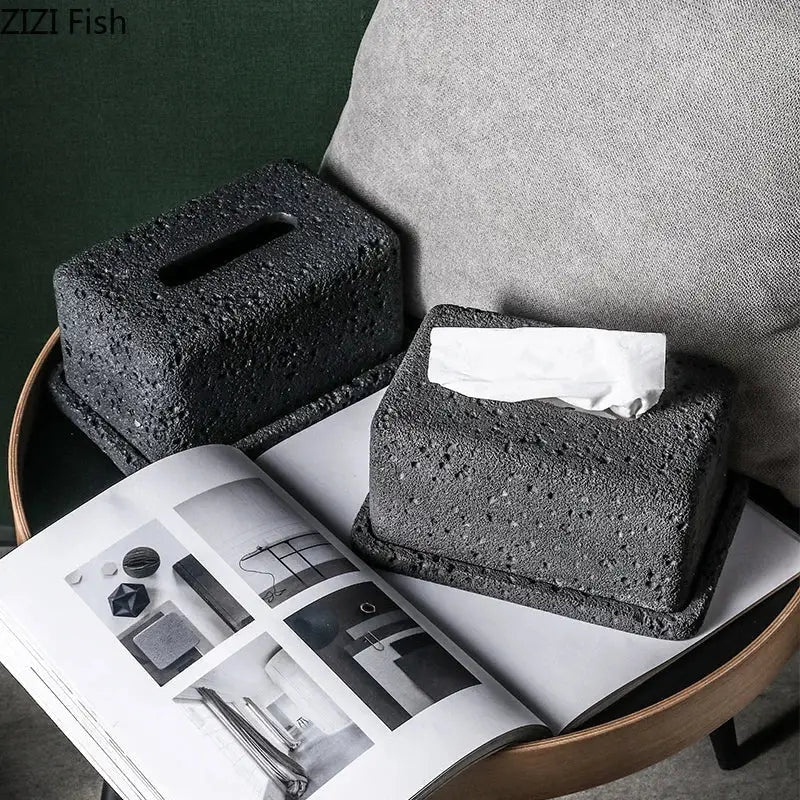 Minimalist dark gray concrete tissue box rack kitchen decor