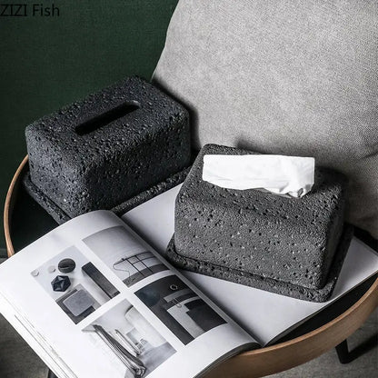 Minimalist dark gray concrete tissue box rack kitchen decor