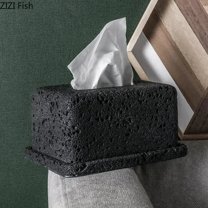 Minimalist dark gray concrete tissue box rack kitchen decor