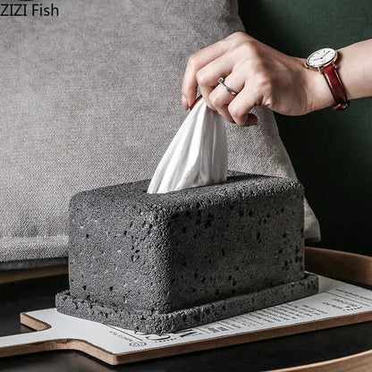 Minimalist dark gray concrete tissue box rack kitchen decor