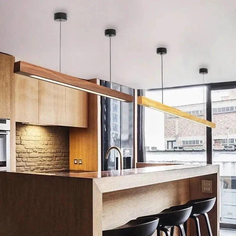 Minimalist dimmable wooden pendant lamp for dining room lighting