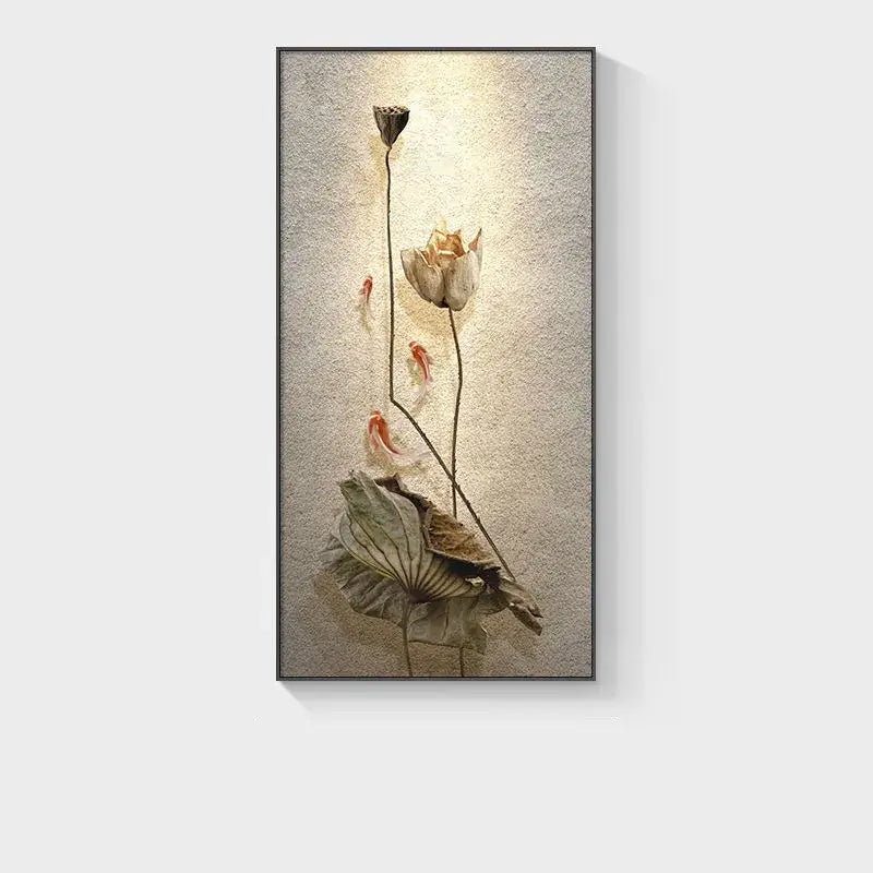 Minimalist earthy lotus led wall lamp for bedroom canvas decor